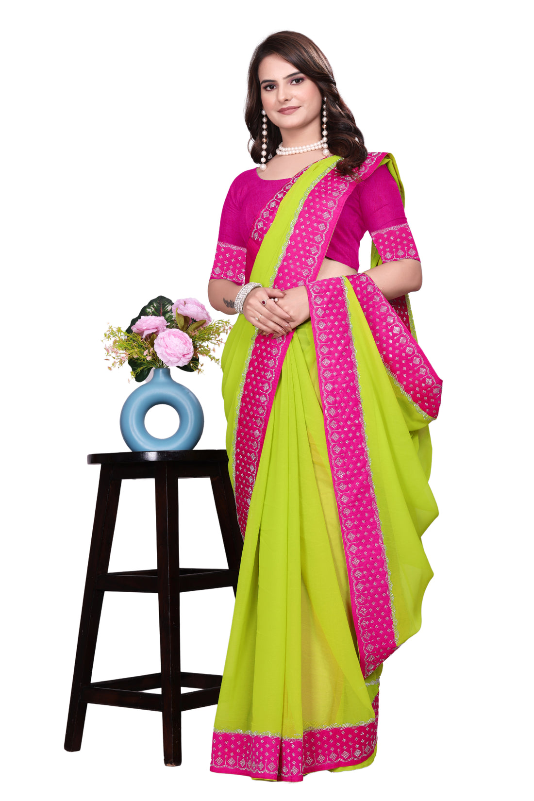 karishma parrot saree
